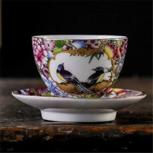Boutique Tea Cup With Coaster Chinese Jingdezhen Town Porcelain Cup Saucer New