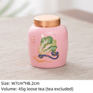 Canister With Lid Sealed Jar For Loose Tea Small Size Porcelain Floral Print New