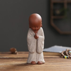 Chinese art decoration creative table ornament zisha purple clay tea pet monk