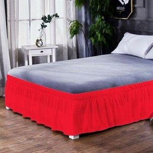 16'' Solid Elastic Bed Skirt Dust Ruffle Pleat Wrap Around Bedding Spread Cover