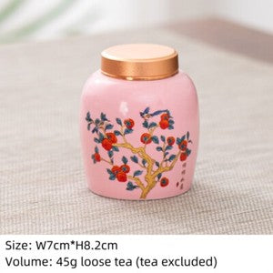 Canister With Lid Sealed Jar For Loose Tea Small Size Porcelain Floral Print New