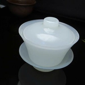 180ml China Kung Fu Natural Jade Gaiwan Tea Bowl Cup Tea Set Ceremony Decor