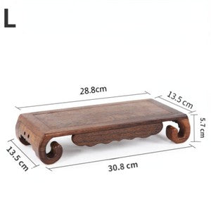 Wooden Display Stand Rectangle Base for Flower Vase Teapot Stone Home Decor