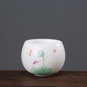 Mutton Fat Jade Porcelain Tea Cup Handpainted Under Glaze Master Cup 80ml China