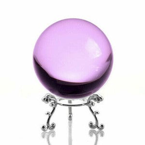 Crystal Ball Sphere for Feng Shui, Meditation, Decor, with Silver Flower Stand