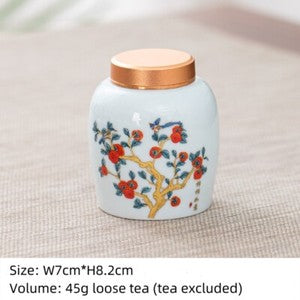 Canister With Lid Sealed Jar For Loose Tea Small Size Porcelain Floral Print New