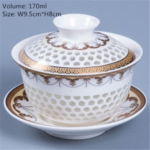 Multi-size Porcelain Gaiwan Chinese Kungfu Tea Set Cup Bowl Creative Cup Saucer