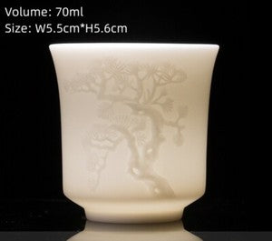 fat mutton jade porcelain tea cup handmade floral relief master cup boutique new