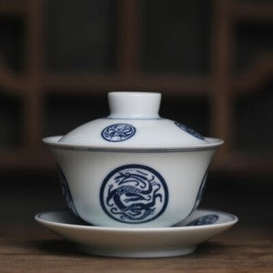 Antique Style Porcelain Gaiwan Ceramic Tureen Small Size Matching Tea Cup China