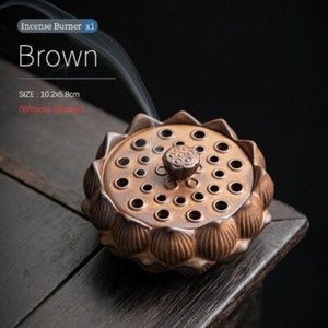 Lotus Ceramic Incense Burner with Lid, Cone Incense Burner, Suitable for Incense