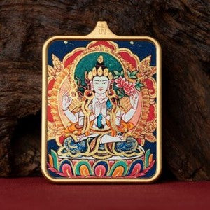Tibetan Thangka Pendant Lhamo Jambhala Green Tara Amulet Car Hang Buddhist Charm