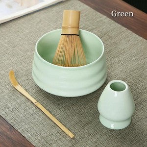 Embersceramic Ceramic Matcha Bowl with Bamboo Whisk and Chasen Holder