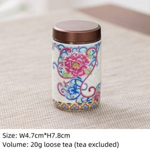 Canister With Lid Sealed Jar For Loose Tea Small Size Porcelain Floral Print New