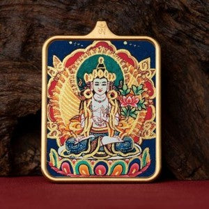 Tibetan Thangka Pendant Lhamo Jambhala Green Tara Amulet Car Hang Buddhist Charm