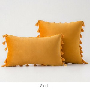 Tassel Velvet Sofa Pillow Cover Solid Plush Sofa Cushion Cover Fringe Pillowcase