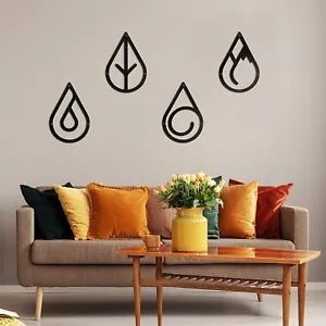 Four Elements Metal Wall Art Black Metal Wall Decor Hanging Elements Metal decor