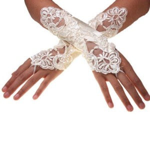 Lace Satin Gloves Thin Long Bride Wedding Party Arm Elbow