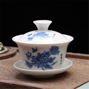 Porcelain Tureen Chinese Kungfu Gaiwan Tea Brewer Bowl Lid Cup Saucer 100ml New
