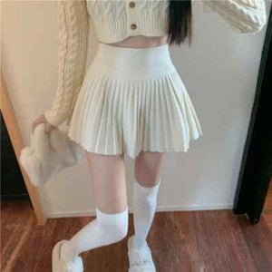 Summer High Waist Womens Sexy Mini Skirts Side Zipper Vintage Pleated Skirt