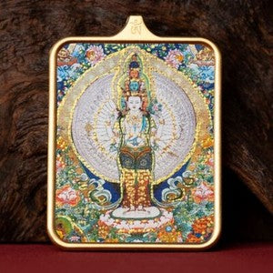 Tibetan Thangka Pendant Lhamo Jambhala Green Tara Amulet Car Hang Buddhist Charm