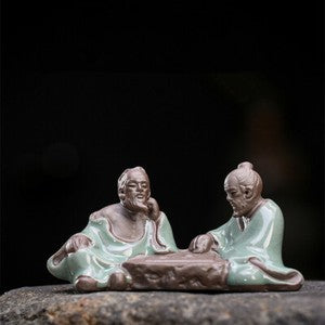 Creative Tea Pet Kids Playing With Chess Statue Porcelain Tea Play Home Deco.