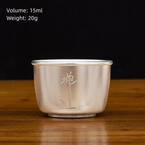 999 Sterling Silver Marked Tea Cup Health Care Chinese Pure Silver Master Cup