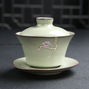 Yuanyao Craft Gaiwan Porcelain Tureen Handpainted Floral Covered Bowl With Lid