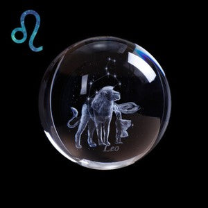 Zodiac Sign Star Crystal Ball Laser Engraved Glass Sphere Crystal 80MM Gift