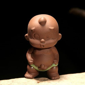 Chinese Brother Kiln Creative Tea Pet Pee Doll Statue Purple Clay Ornament