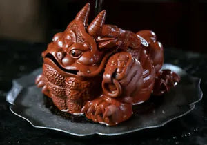 Chinese Yixing Handmade Zisha Clay Niu Jiao Jin Chan tea Pet Gongfu Tea Pet