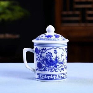 New Chinese Dragon Coffee Mug with Lid Porcelain Office China Tea Cups Gifts
