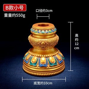 Tibetan Style Eight Auspicious Patterns Resin Hand Cranked Rotating Base