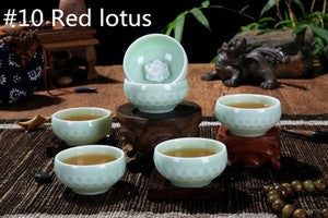 One Cup Ceramic Porcelain Tea Cup Made in China Fish Lotus Design Handmade Cups
