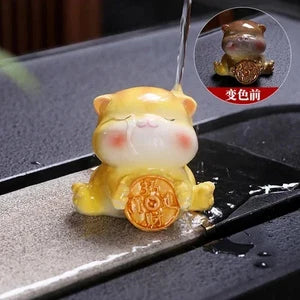 Colorable Tea Pet Cartoon Cat Creative Home Furnishings Tea Play Decoration