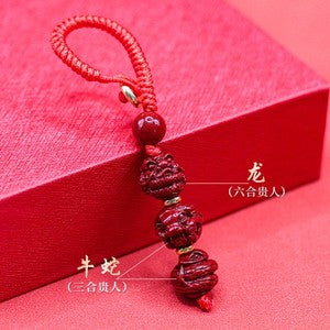 Sanhe Liuhe Taisui Cinnabar Pendant Talisman Pendant Keychain Twelve Zodiac