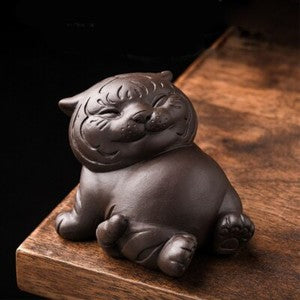 Purple Clay Tea Pet Luck Cute Tiger Handmade Crafts Home Zisha Tea Set