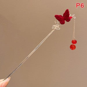 Retro Rose Hairpin For Women Chinese Style Tassel Hair Stick Pins Hair Clips