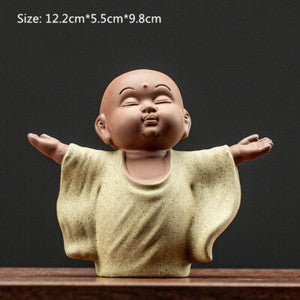 one tea pet zisha purple clay monk Chinese home table decoration ornament new