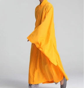 Cotton Shaolin Buddhist Monk Dress Meditation Long Robe Gown Kung Fu Uniform New