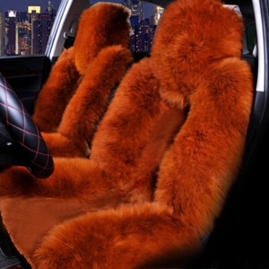 2PCS Genuine Australian Sheepskin Fur Long Wool Car Front Seat Cover Warm Winter