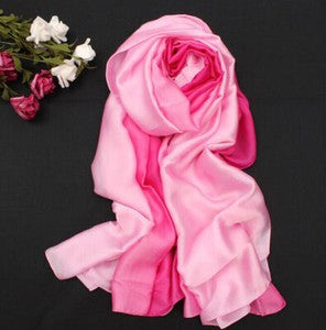100*190cm Colorful Gradient Women Silk Scarf Shawl Belly Dance Waving Scarf Veil