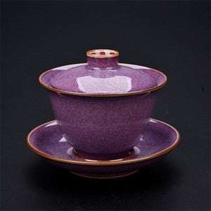 Ru Kiln Gaiwan Tea Cup Ice Crack Glaze Sky Blue Retro Sancai Kung Fu Tea Bowl