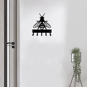 Honey Bee Key Rack Hanger - 6 inch Wide Metal Wall Art