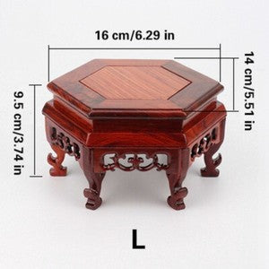 Hexagon Wooden Pedestal Vase Teapot Base Collection Display Stand Vintage