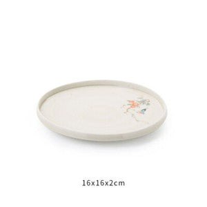 Tea Plate For Tea Pot Cup Handpainted Crackle Glaze Porcelain Tea Tray Round New