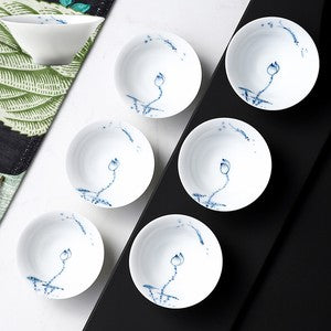 Tea Cup Porcelain Handpainted Jingdezhen Craft Pu'er Cup Chinese Kungfu Tea Cups