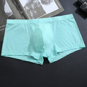 Men's Sexy Ice Silk Transparent Convex Panties Boxer Briefs Underpants Underwear