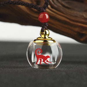 Stainless Steel Chinese zodiac Airtight Container Pendant Necklace Chain Gifts