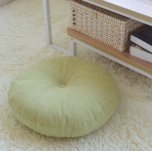 Linen Floor Pillow Seating Cushion with Removable Zippered Cover Thick Round 18"