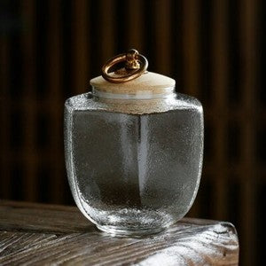 10.5cm Hammered Pattern Glass Tea Caddy Flower Sealed Fruit Tea Storage Jar